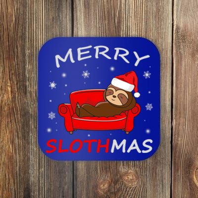 Merry Slothmas Christmas Pajama Funny Lazy Sloth Christmas Gift Coaster