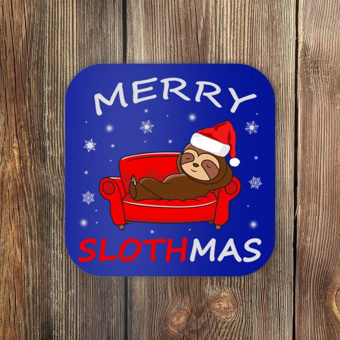 Merry Slothmas Christmas Pajama Funny Lazy Sloth Christmas Gift Coaster