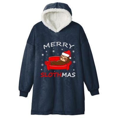 Merry Slothmas Christmas Pajama Funny Lazy Sloth Christmas Gift Hooded Wearable Blanket