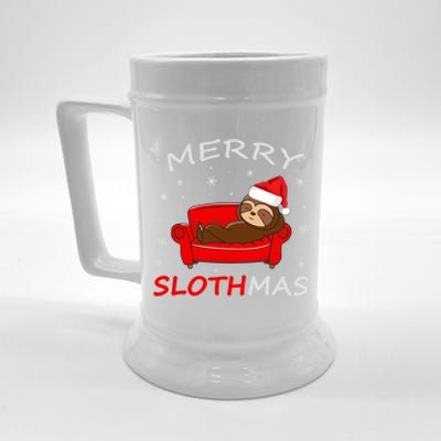 Merry Slothmas Christmas Pajama Funny Lazy Sloth Christmas Gift Beer Stein