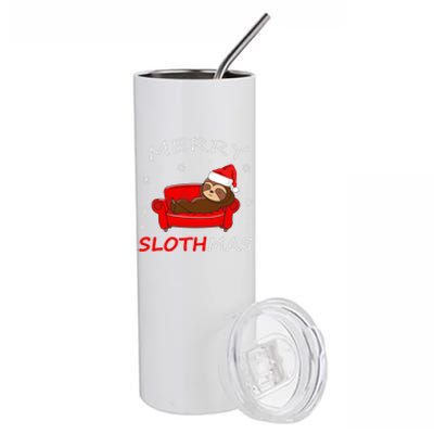 Merry Slothmas Christmas Pajama Funny Lazy Sloth Christmas Gift Stainless Steel Tumbler