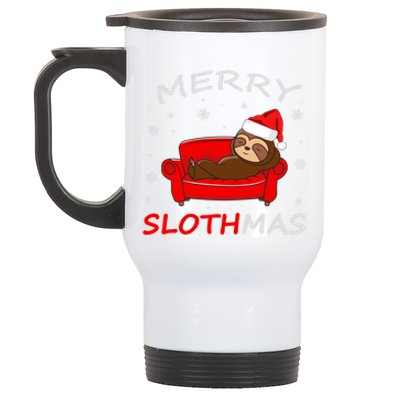 Merry Slothmas Christmas Pajama Funny Lazy Sloth Christmas Gift Stainless Steel Travel Mug