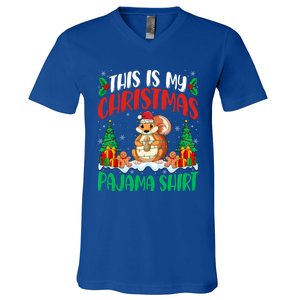 My Squirrel Christmas Pajama Gift Squirrel Lover Xmas Gift V-Neck T-Shirt