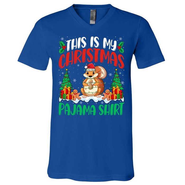 My Squirrel Christmas Pajama Gift Squirrel Lover Xmas Gift V-Neck T-Shirt