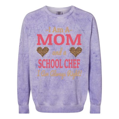 Mom School Chef Leopard Print Hearts Funny Saying Gift Colorblast Crewneck Sweatshirt