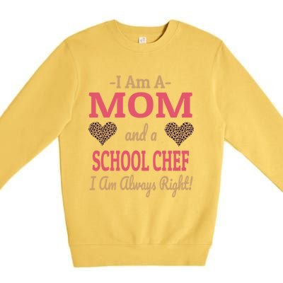 Mom School Chef Leopard Print Hearts Funny Saying Gift Premium Crewneck Sweatshirt