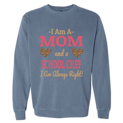 Mom School Chef Leopard Print Hearts Funny Saying Gift Garment-Dyed Sweatshirt