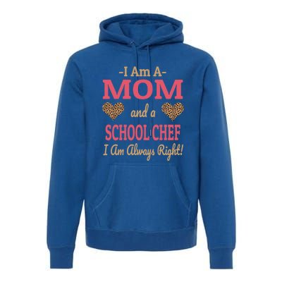 Mom School Chef Leopard Print Hearts Funny Saying Gift Premium Hoodie