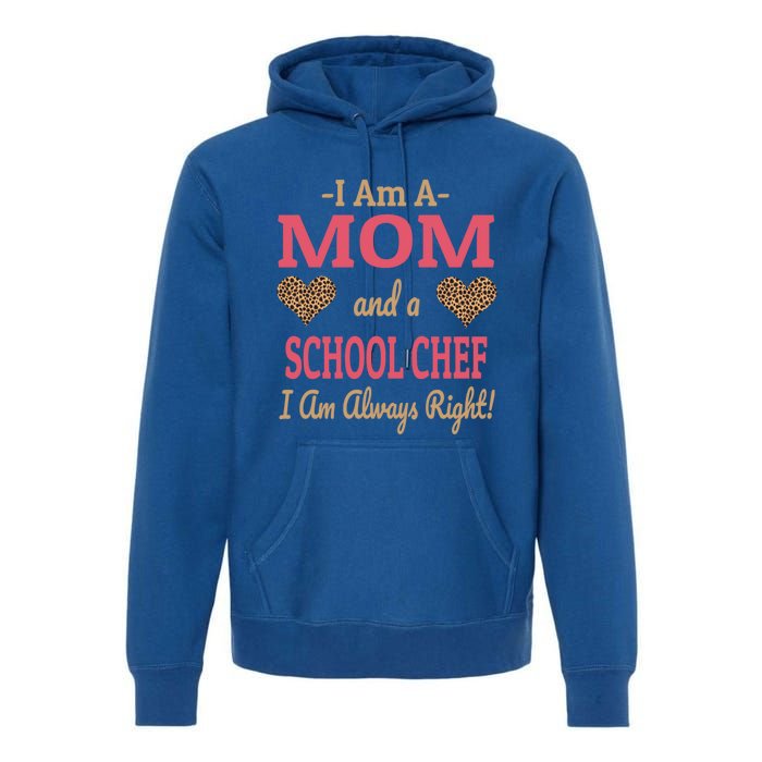 Mom School Chef Leopard Print Hearts Funny Saying Gift Premium Hoodie