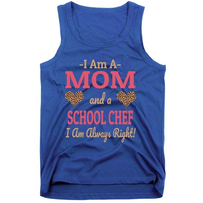 Mom School Chef Leopard Print Hearts Funny Saying Gift Tank Top