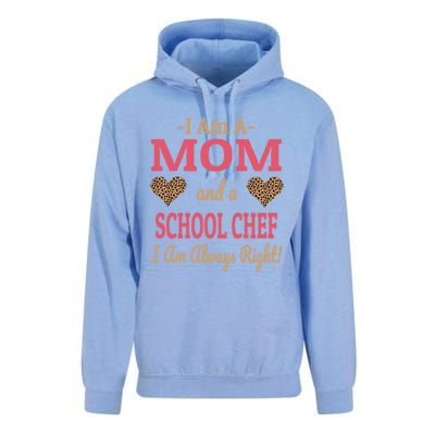 Mom School Chef Leopard Print Hearts Funny Saying Gift Unisex Surf Hoodie