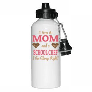 Mom School Chef Leopard Print Hearts Funny Saying Gift Aluminum Water Bottle