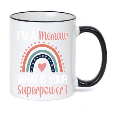 Memaw Superpower Cute Memaw Grandmother Appreciation Gift 11oz Black Color Changing Mug