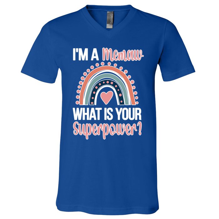 Memaw Superpower Cute Memaw Grandmother Appreciation Gift V-Neck T-Shirt