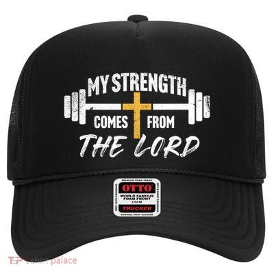 My Strength Christian Bible Verse Gym Workout Gift High Crown Mesh Back Trucker Hat