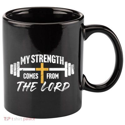 My Strength Christian Bible Verse Gym Workout Gift 11oz C Handle Ceramic Mug