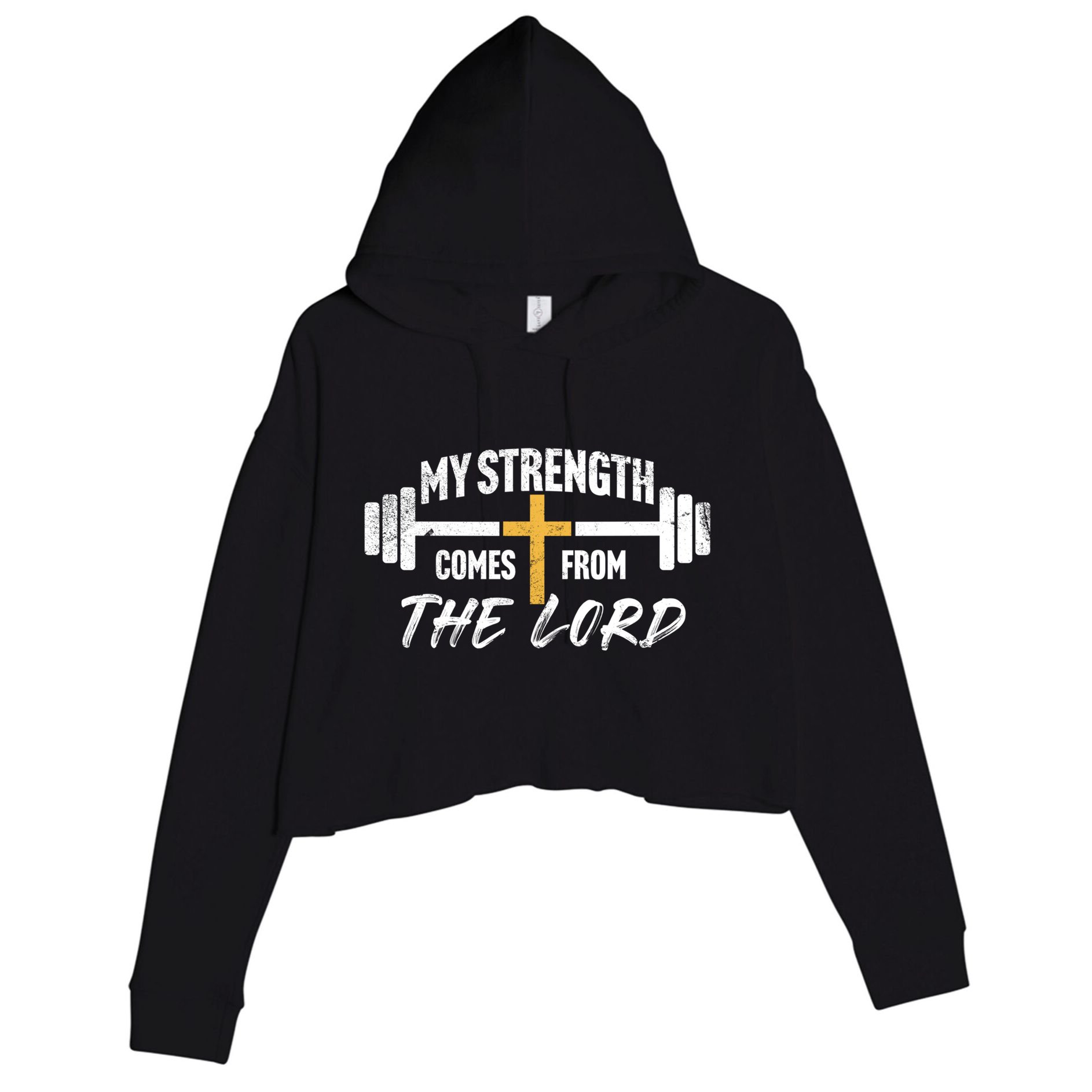 My Strength Christian Bible Verse Gym Workout Gift Crop Fleece Hoodie