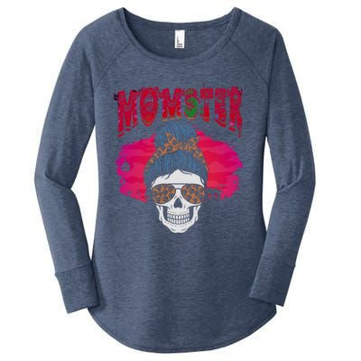 Momster Skeleton Coffee Funny Halloween Mom Gift Women's Perfect Tri Tunic Long Sleeve Shirt