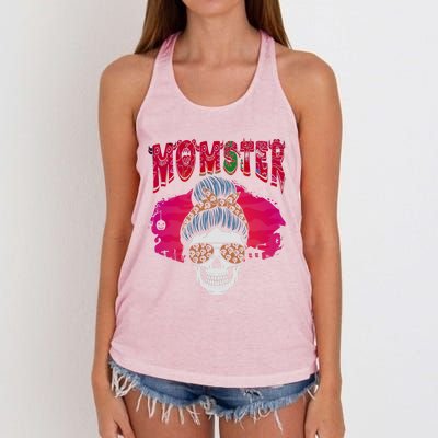 Momster Skeleton Coffee Funny Halloween Mom Gift Women's Knotted Racerback Tank