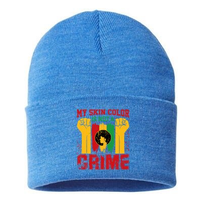 My Skin Color Is Not A Crime Black Empowert History Month Gift Sustainable Knit Beanie