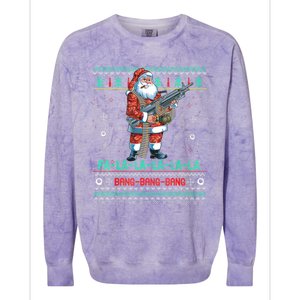 Machine Santa Claus Gun Lover Ugly Christmas Gift Colorblast Crewneck Sweatshirt