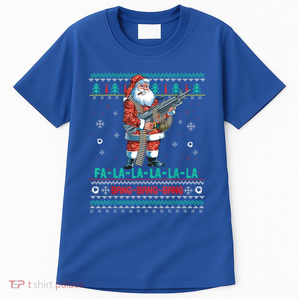Machine Santa Claus Gun Lover Ugly Christmas Gift Tall T-Shirt