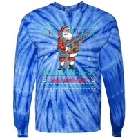 Machine Santa Claus Gun Lover Ugly Christmas Gift Tie-Dye Long Sleeve Shirt