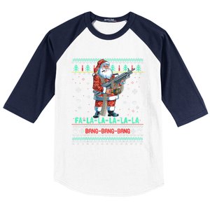 Machine Santa Claus Gun Lover Ugly Christmas Gift Baseball Sleeve Shirt