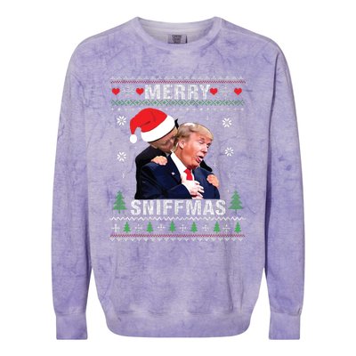 Merry Sniffmas Christmas Anti Biden Ugly Christmas Sweater Colorblast Crewneck Sweatshirt