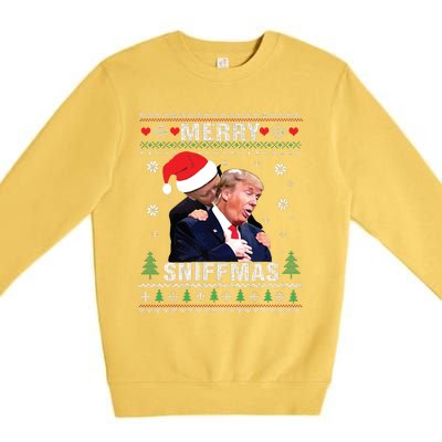 Merry Sniffmas Christmas Anti Biden Ugly Christmas Sweater Premium Crewneck Sweatshirt