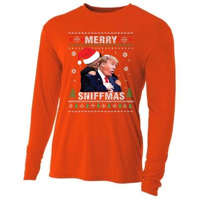 Merry Sniffmas Christmas Anti Biden Ugly Christmas Sweater Cooling Performance Long Sleeve Crew