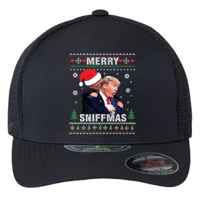 Merry Sniffmas Christmas Anti Biden Ugly Christmas Sweater Flexfit Unipanel Trucker Cap