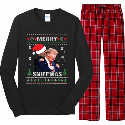 Merry Sniffmas Christmas Anti Biden Ugly Christmas Sweater Long Sleeve Pajama Set