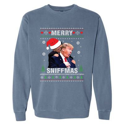 Merry Sniffmas Christmas Anti Biden Ugly Christmas Sweater Garment-Dyed Sweatshirt