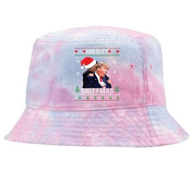 Merry Sniffmas Christmas Anti Biden Ugly Christmas Sweater Tie-Dyed Bucket Hat