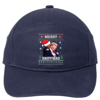 Merry Sniffmas Christmas Anti Biden Ugly Christmas Sweater 7-Panel Snapback Hat