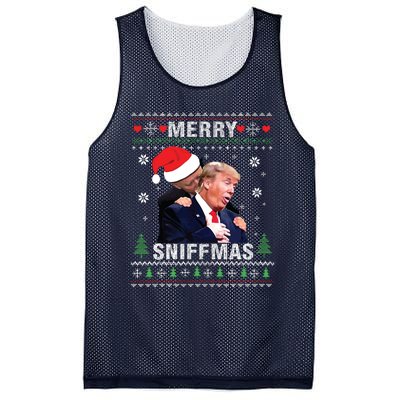 Merry Sniffmas Christmas Anti Biden Ugly Christmas Sweater Mesh Reversible Basketball Jersey Tank