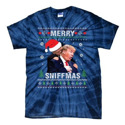 Merry Sniffmas Christmas Anti Biden Ugly Christmas Sweater Tie-Dye T-Shirt