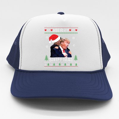 Merry Sniffmas Christmas Anti Biden Ugly Christmas Sweater Trucker Hat