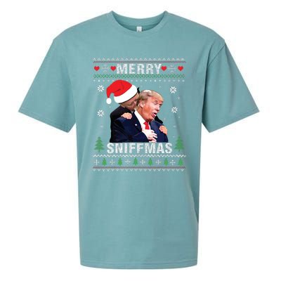 Merry Sniffmas Christmas Anti Biden Ugly Christmas Sweater Sueded Cloud Jersey T-Shirt