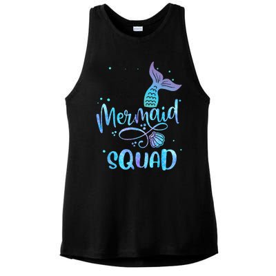 Mermaid Squad Cute Girls Birthday Squad Mermaid Tail Party Ladies PosiCharge Tri-Blend Wicking Tank