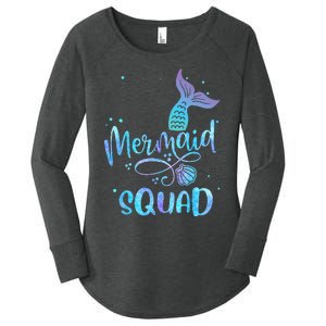 Mermaid Squad Cute Girls Birthday Squad Mermaid Tail Party Women's Perfect Tri Tunic Long Sleeve Shirt