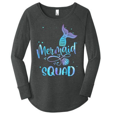 Mermaid Squad Cute Girls Birthday Squad Mermaid Tail Party Women's Perfect Tri Tunic Long Sleeve Shirt