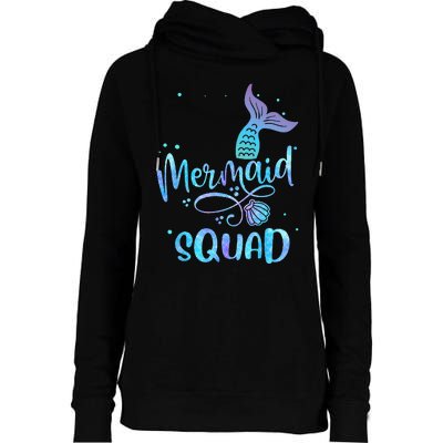 Mermaid Squad Cute Girls Birthday Squad Mermaid Tail Party Womens Funnel Neck Pullover Hood