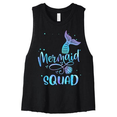 Mermaid Squad Cute Girls Birthday Squad Mermaid Tail Party Women's Racerback Cropped Tank