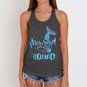 Mermaid Squad Cute Girls Birthday Squad Mermaid Tail Party Women's Knotted Racerback Tank