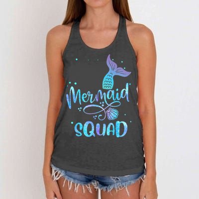 Mermaid Squad Cute Girls Birthday Squad Mermaid Tail Party Women's Knotted Racerback Tank