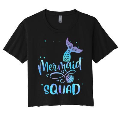 Mermaid Squad Cute Girls Birthday Squad Mermaid Tail Party Women's Crop Top Tee