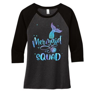 Mermaid Squad Cute Girls Birthday Squad Mermaid Tail Party Women's Tri-Blend 3/4-Sleeve Raglan Shirt