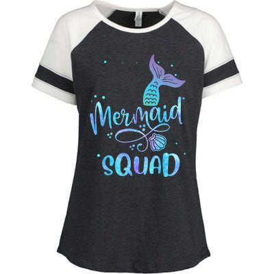 Mermaid Squad Cute Girls Birthday Squad Mermaid Tail Party Enza Ladies Jersey Colorblock Tee